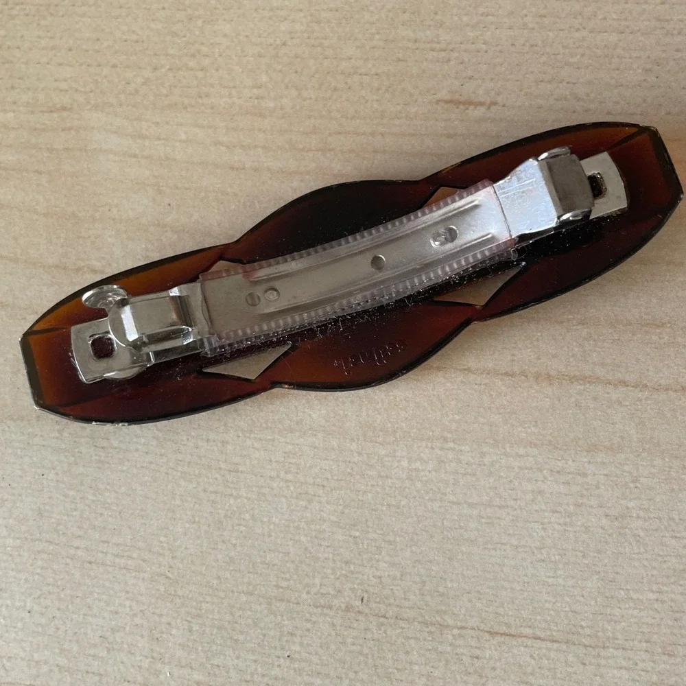 Scünci Hair Clip Acetate Tortoiseshell with Metal‎ Clip 90s